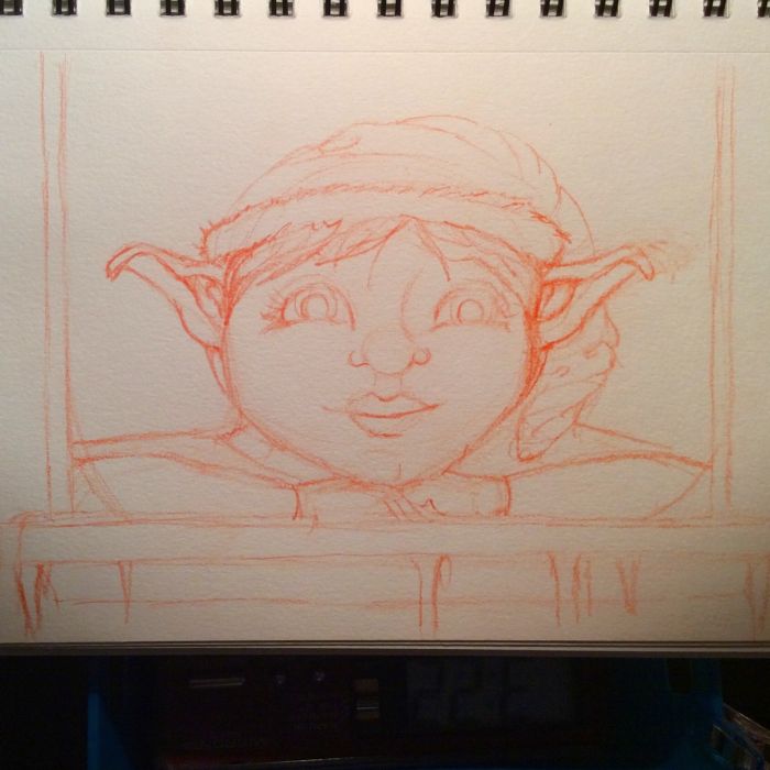 Cute elf with rosy cheeks by Amy Sue Stirland